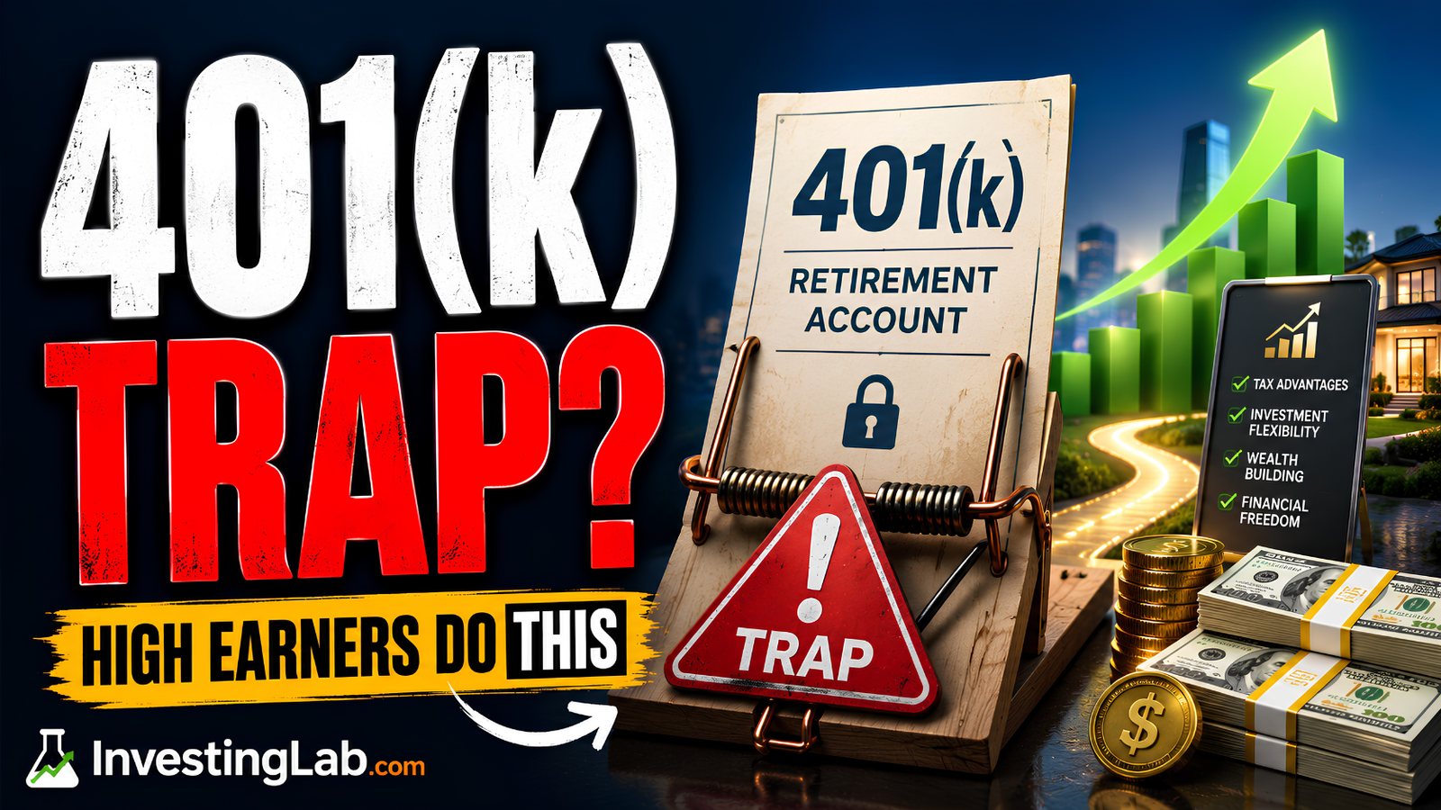 401k trap thumbnail showing retirement account warning for high earners